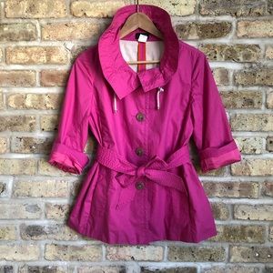 J. Crew Hot Pink 3/4 Sleeve Raincoat